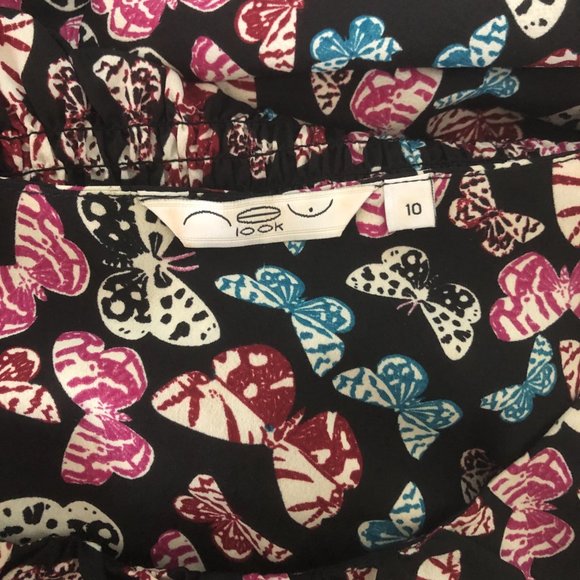 New Look A-line Black Dress with Purple Butterfly Pattern - Picture 8 of 13